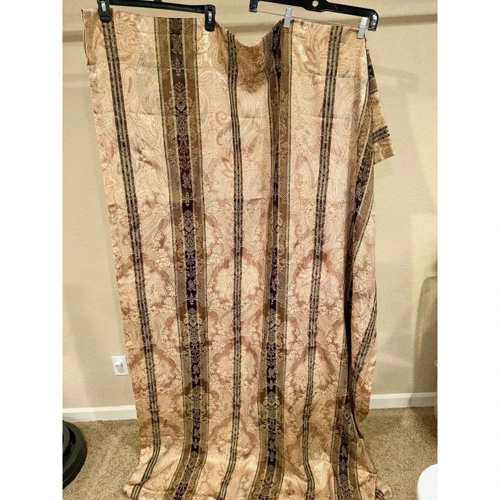 VTG Croscill Dover Manor Striped Paisley 1 Panel Curtain Bronze‎ Tan Lined